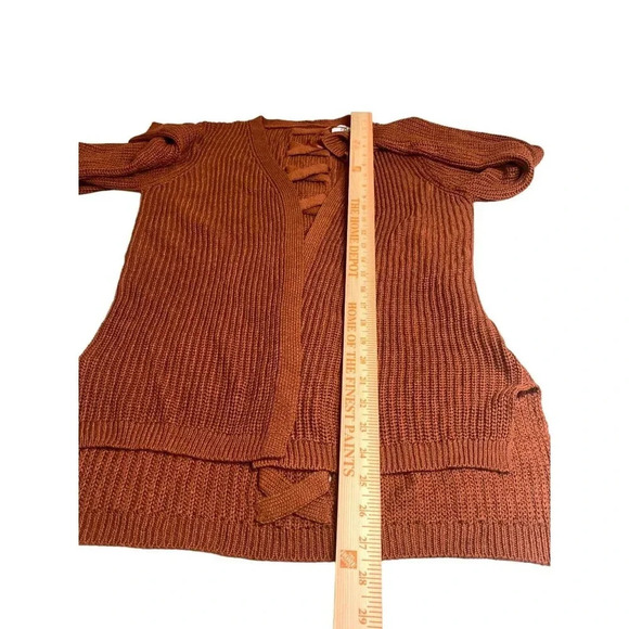 Stitch Fix Rust Open Front Cardigan Sweater With Lace-Up Detal Size Small - Picture 10 of 10